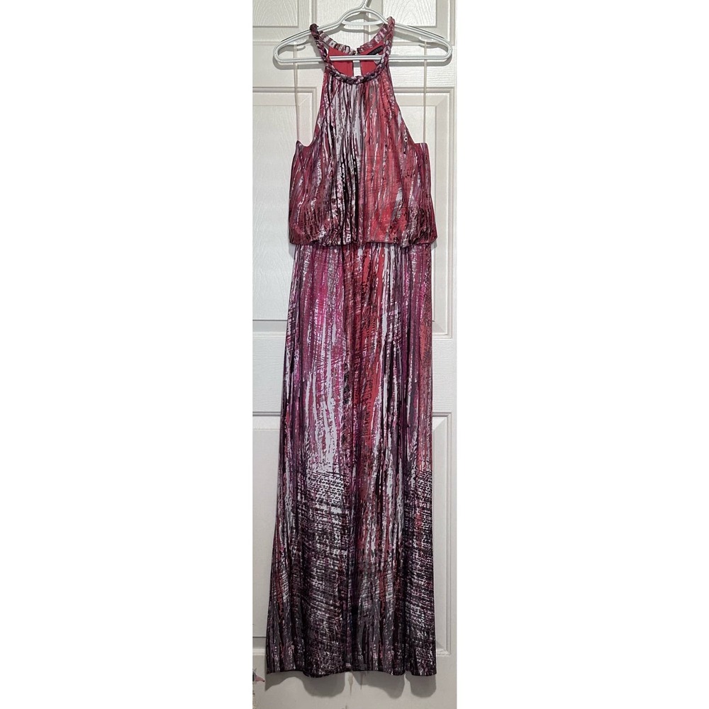 Covington Women's Black Grey Pink Orange Maxi Summer Dress Rope Neckline Size M